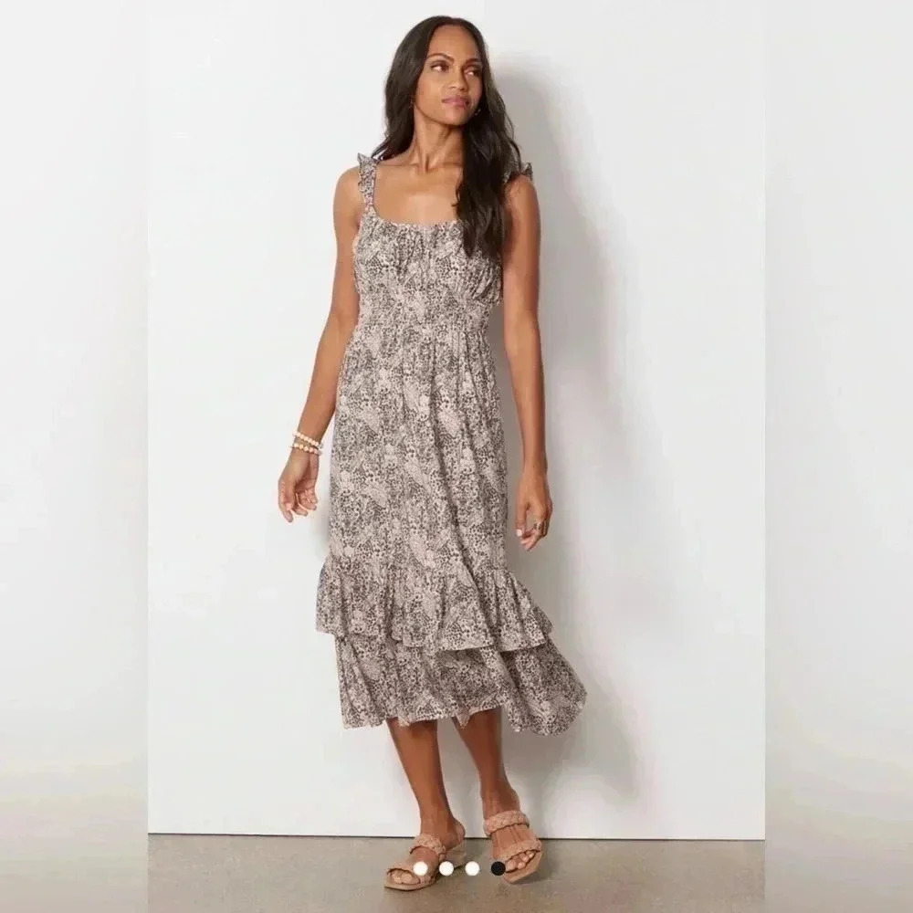 Paige Gisela Dress Ditsy Floral Midi Dress - Picture 3 of 15